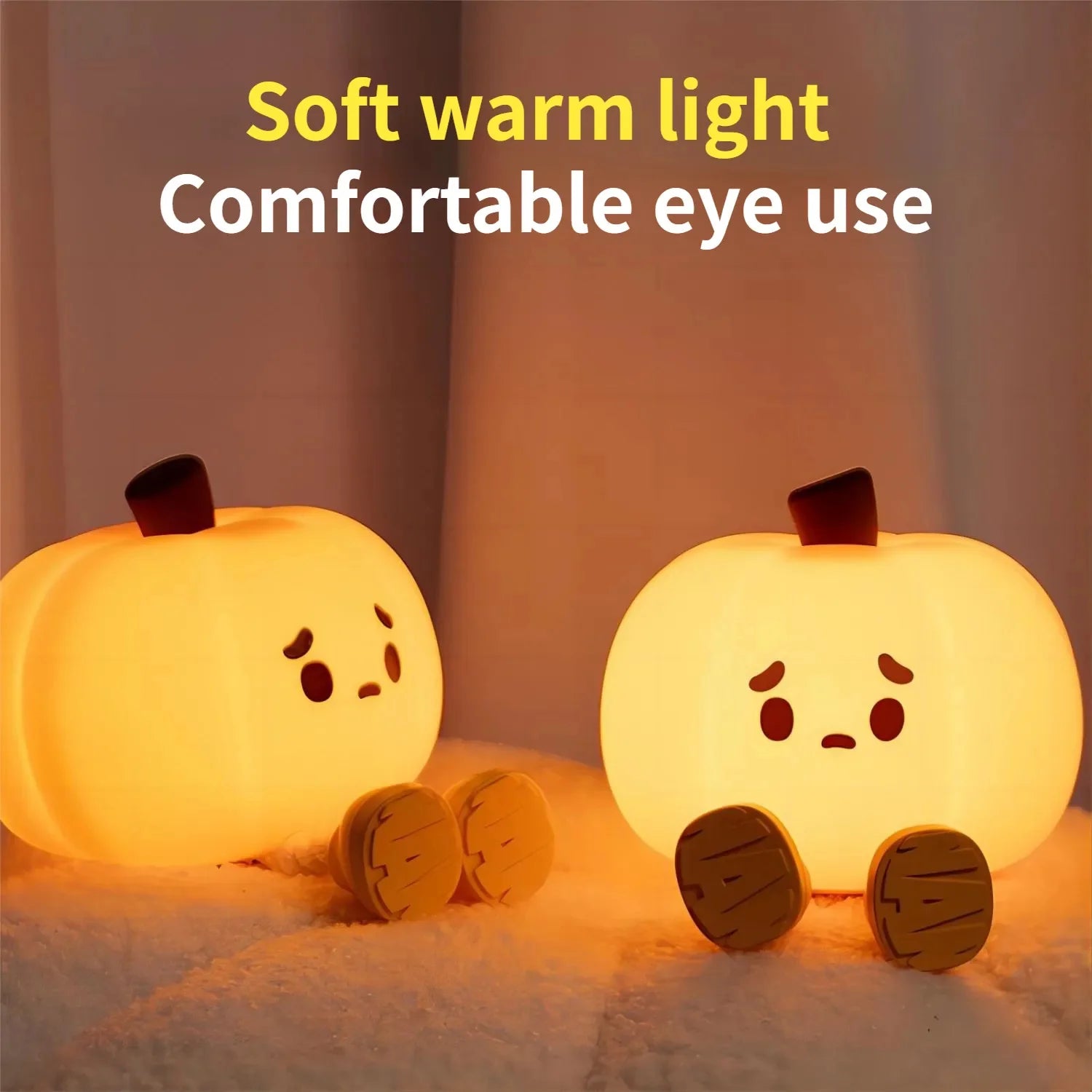GlowBuddy Pumpkin Lamp - Soft Silicone Night Light for Kids - Dimmable Bedside Lamp with Timer | Cute Sleep Aid for Calm Bedtime & Nursery Decor