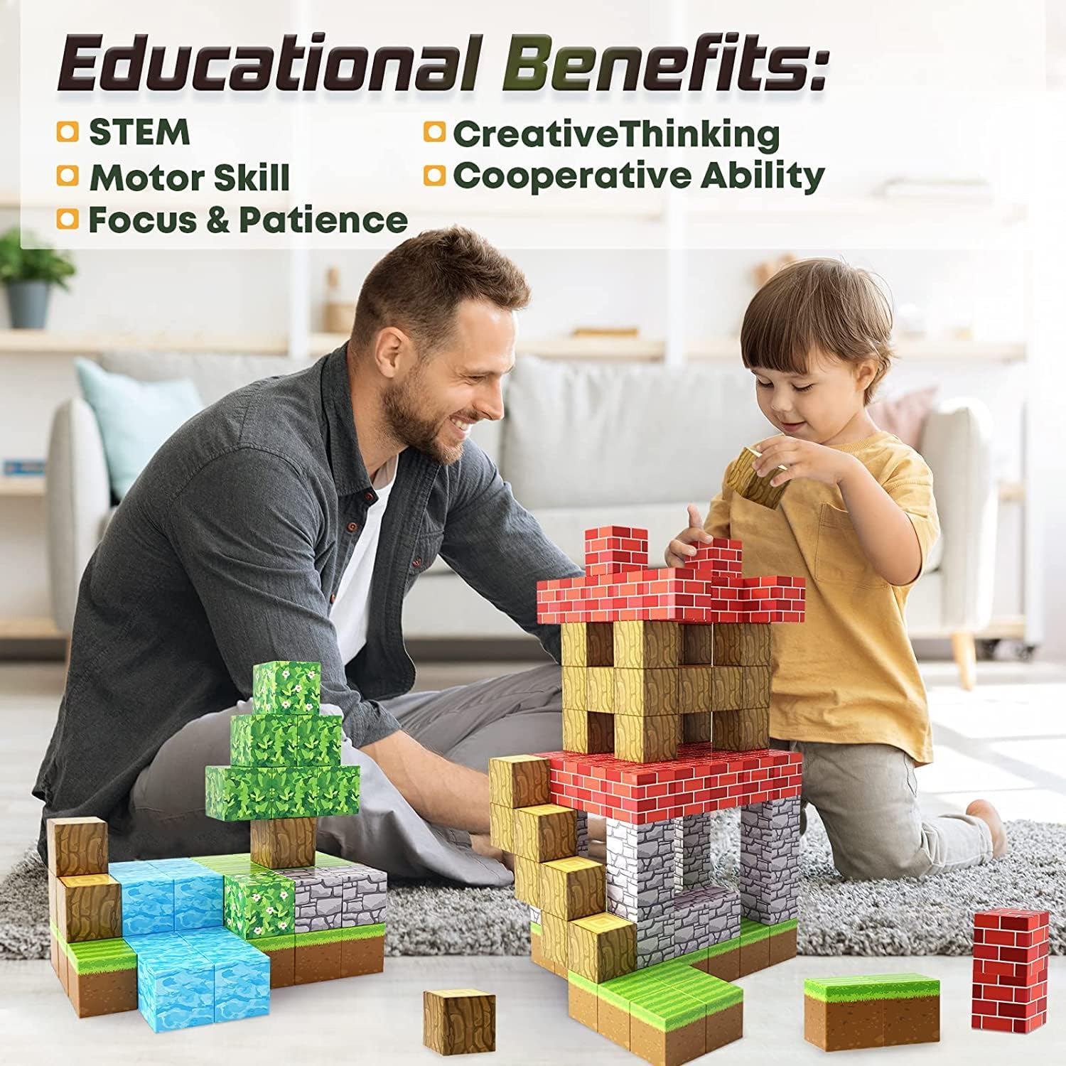 100 pcs Learning Magnetic Building Blocks Adventure Set - STEM Sensory Toy for Kids | Montessori Creative Construction Kit