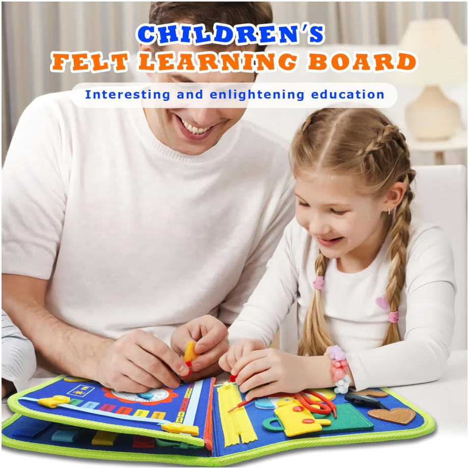 MiniMinds Montessori Busy Board - Sensory Learning Toy for Toddlers | Travel-Friendly Fine Motor Skills Activity Board