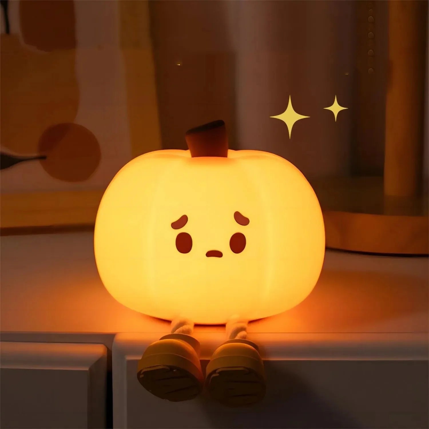 GlowBuddy Pumpkin Lamp - Soft Silicone Night Light for Kids - Dimmable Bedside Lamp with Timer | Cute Sleep Aid for Calm Bedtime & Nursery Decor